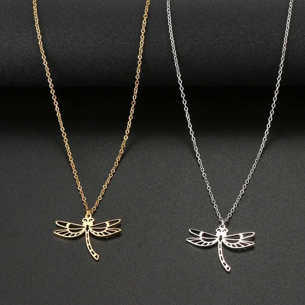 Stainss Steel Necklace For Wen Girls Geetric Hollow Dragoy Pendant Chain Choker Necklaces Party Jewelry Gifts W250712