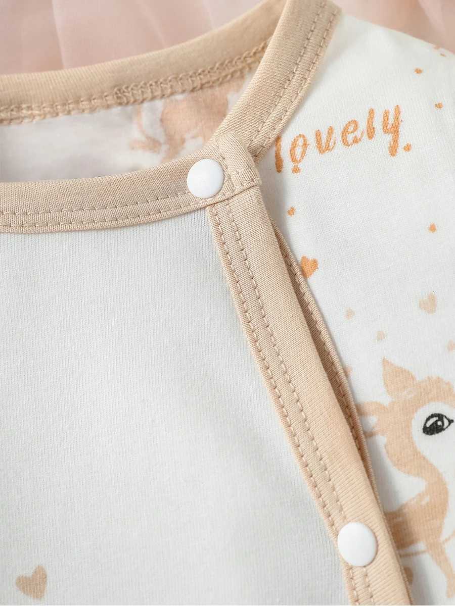 4Pcs Baby Girls Long Sleeve All Seasons Deer Open Stitch Pastoral Jumpsuit+Bib+Gloves+Hat Z250712