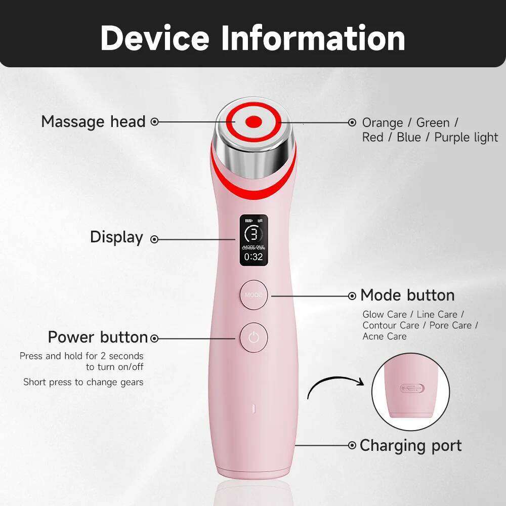 Ubilli Booster Pro Led Facial Therapy 5 Colors Beauty Wand Red Light Eye Massager For Skincare Rejuvenation Tool