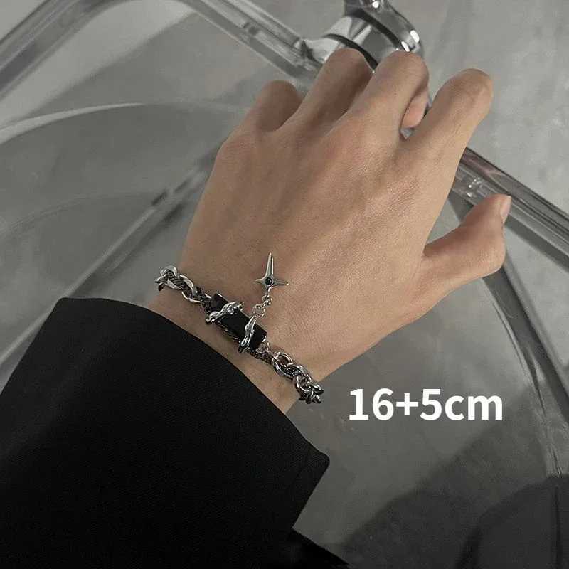 2024 Retro Black Zircon Star Necklace For Women Men Trend Titanium Steel Punk Necklace Unisex Jewelry New Coup Accessories W250712