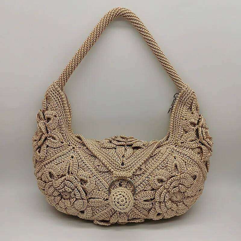 Hand-Woven Women Wool Cute Homemade Diy Material Handbag Woolen Shoulder Casual Total Crochet Bag Female