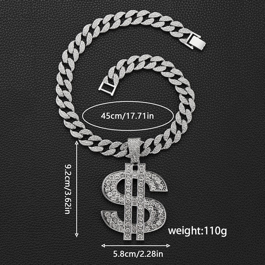 Luxury Jewelry Designer Jewelry Cross-border Hot Item European And American Men's Necklace 18k Full Diamond Chain Hip Hop Trendy Jewelry Wholesal