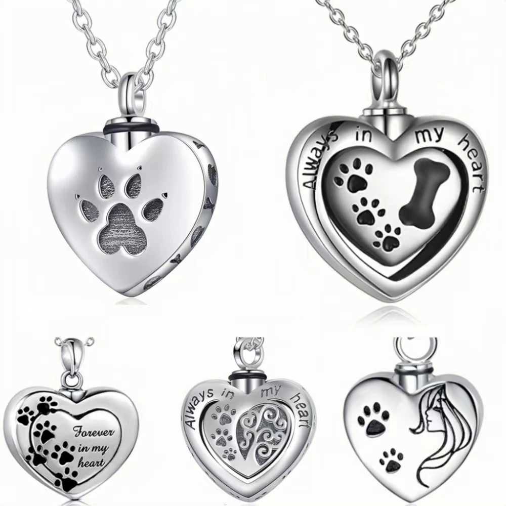 5 Stys Love Footprints Ashes Urn Necklace For Lovers Ashtray Souvenir Pet Loss Creative Pendant Necklaces W250712