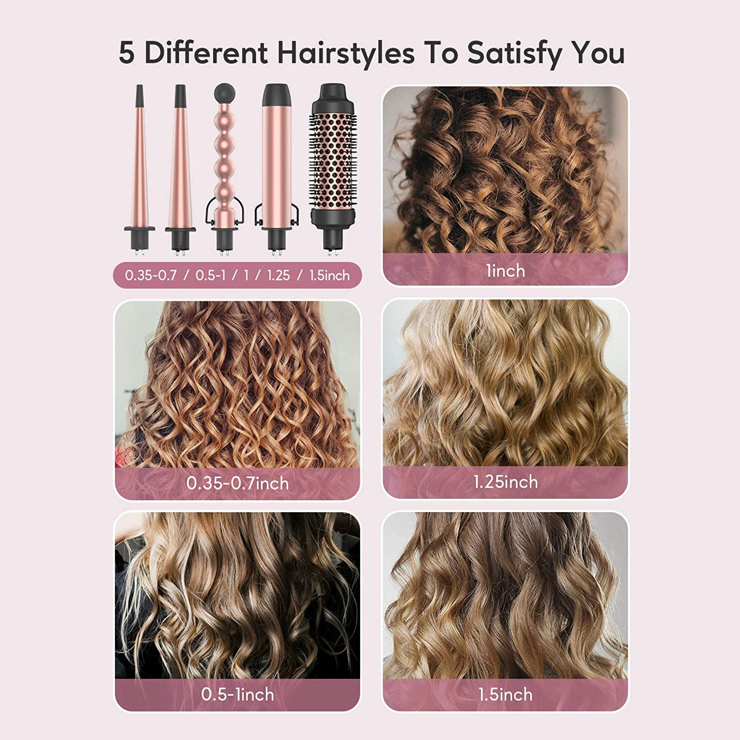 KIPOZI Professional Curling Iron 5-in-1 Hair Tools Instant Heating Electric Curling Iron Air Brush Ceramic Barrels for Woman 250712