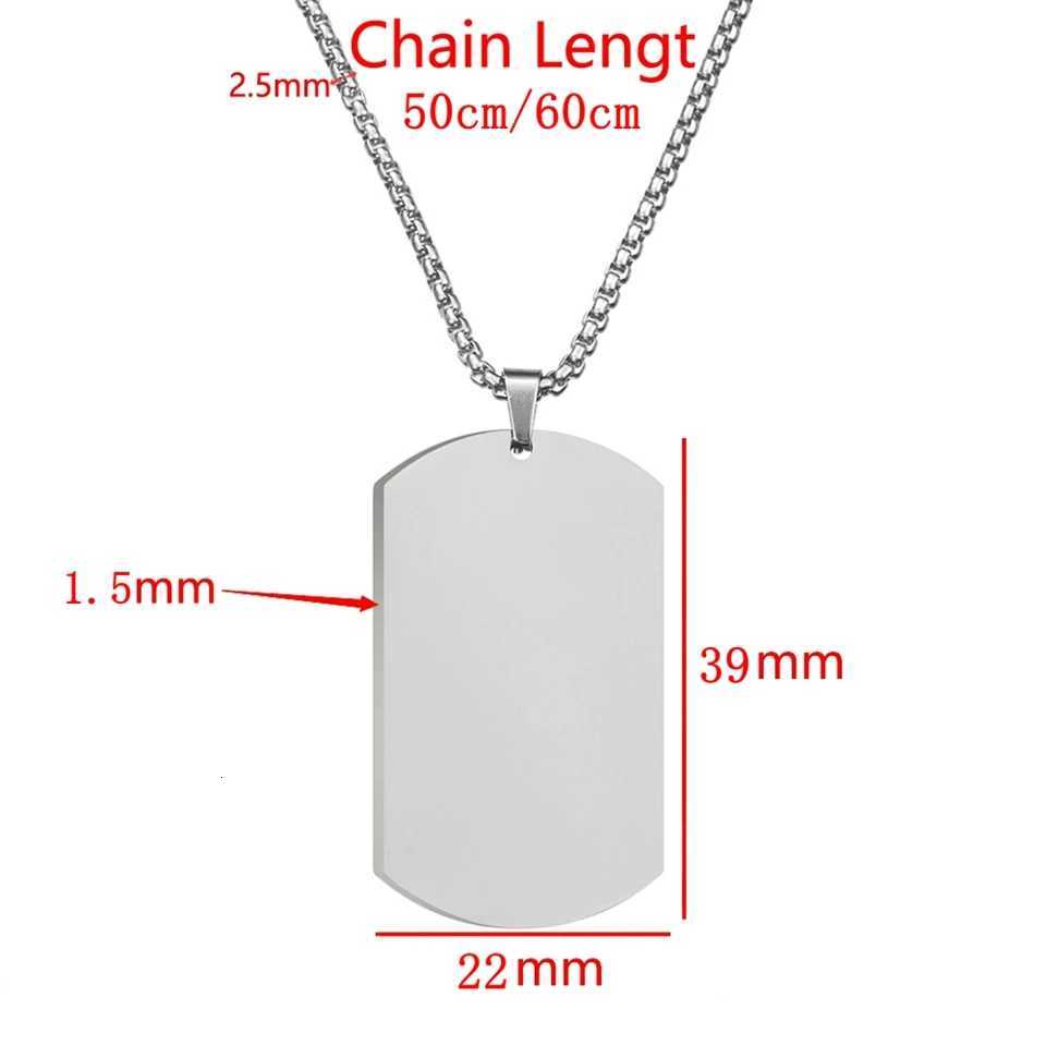 22*39mm Tag Necklace For Men Military Army Nameplate Blank Pendant Mirror Polished Stainless Steel Jewelry Accessories 10Pcs W250712