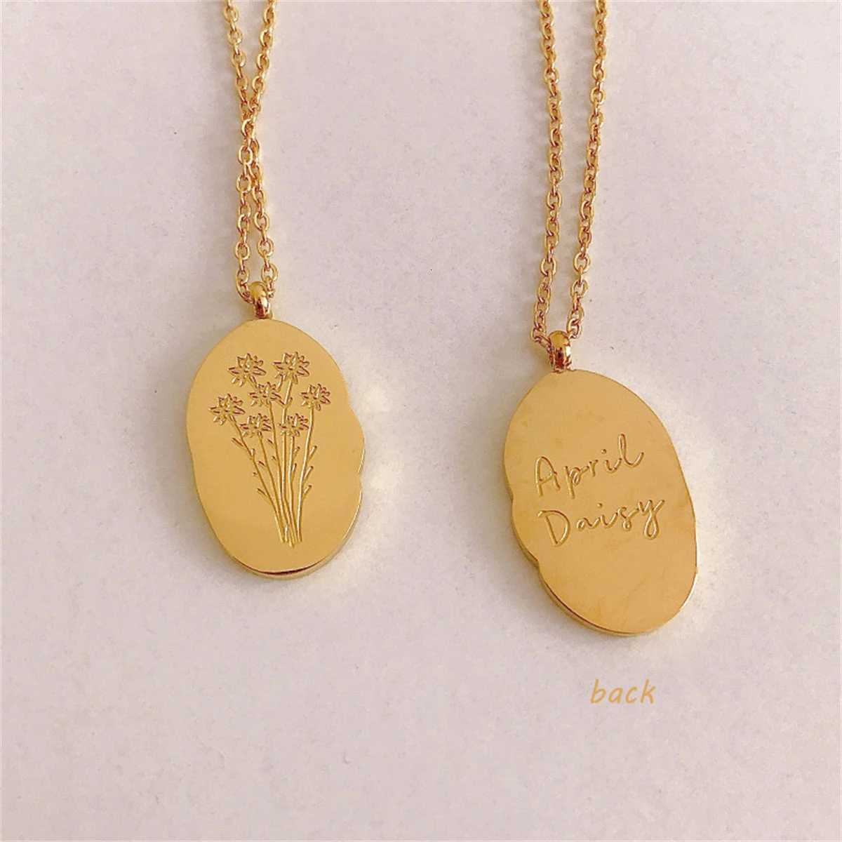 Titanium Steel Decber Flower Irregar Pendant Necklace Birth Flower Necklace Month Flower Color Preservation W250712