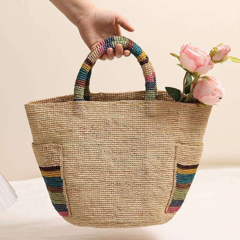 Lafite Grass Handheld Straw Woven New Color Outer Women's Seaside Vacation Beach Bag