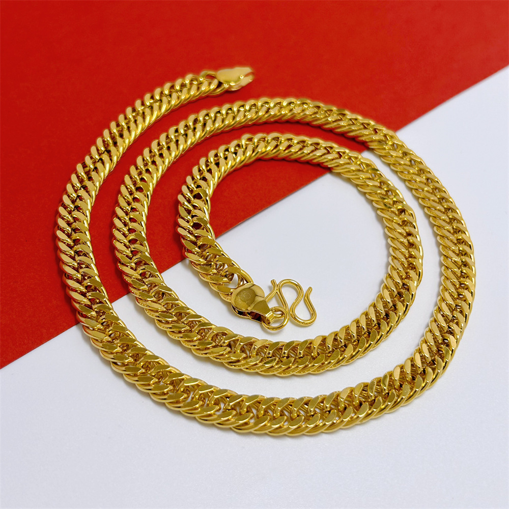 Luxury Jewelry Designer Jewelry Xiaohongshu Style Men's Bold Necklace 10mm Side Chain Hip Hop Style Chain Horsewhip Chain Braided Chain Wholesale