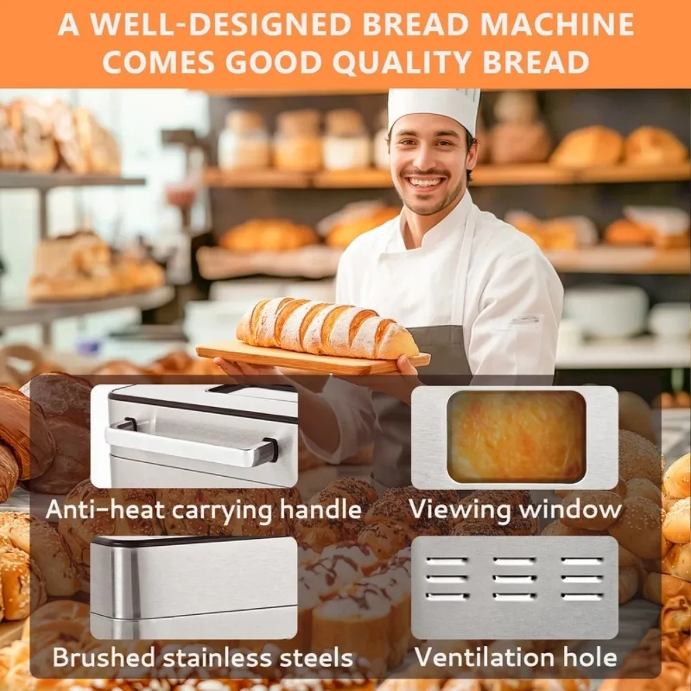Bread Maker 2LB Dough u0026 Bread Maker Machine with Auto Fruit and Nut Dispenser Fit for 3 Loaf Sizes u0026 3 Crust Colors