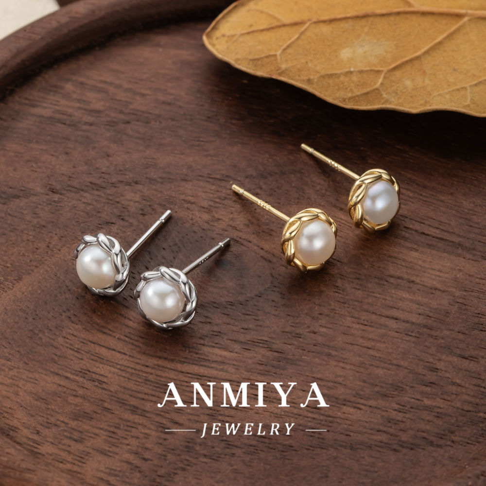Pearl Stud Earrings Cute Flower Natural Freshwater Pearls Wholesale Fashion Statement Jewelry Necklace for Women