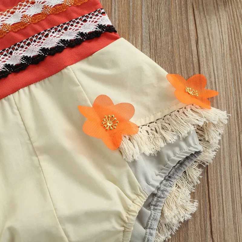 0-24M Toddler Baby Girls Romper Summer Princess Moana Flower Tassel Patchwork Sleeveless Jumpsuit Beachwear for Infant Girls Z250712