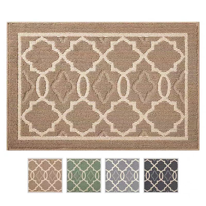 European Style Door Mat Classic Geometric Pattern Door Carpet Dust Removal Foot Mat Non-slip Wear-resistant Floor Mat Outdoor