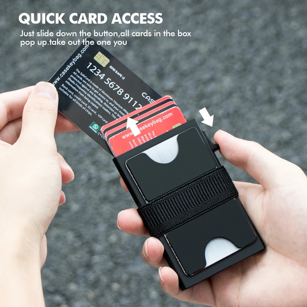 2025 Slim Aluminum Card Wallet RFID Pop-up Push Button Bank Credit Card Case Holder Thin Smart Metal Wallet for Men Women 250708