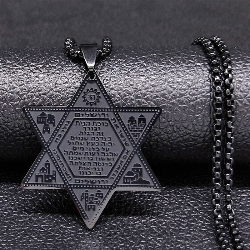 Luxury Jewelry Designer Jewelry Cross-border New Hot-selling Stainless Steel Hexagram Pendant Jewish Star Of David Vintage Titanium Steel Necklace Jew