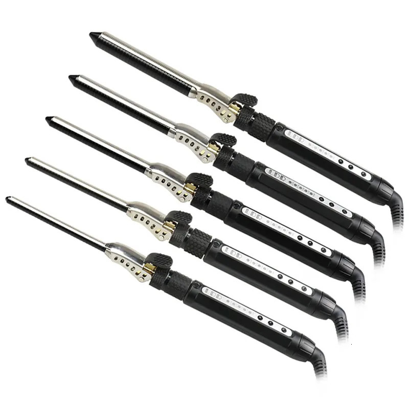 9mm Thin Hair Curl Iron Ceramic Barrel Curler Electric Curling Rod Iron for Mens Short Hair Deep Curly Wand Rotating 360 Degree 250712