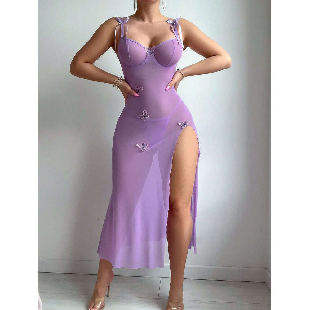 Sexy Lingerie Set Lace Lingerie Sexy Underwear Sexy See Through Mesh Temptation Lace Backless High Slit Erotic Lingerie Camisole Dress For