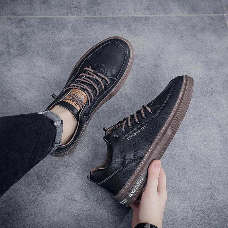 Mens Thick Sole Sneakers Sports Shoes Fashion Casual Fiber Leather Breathable Height Increase Flat Thick Sole Shoes 250712
