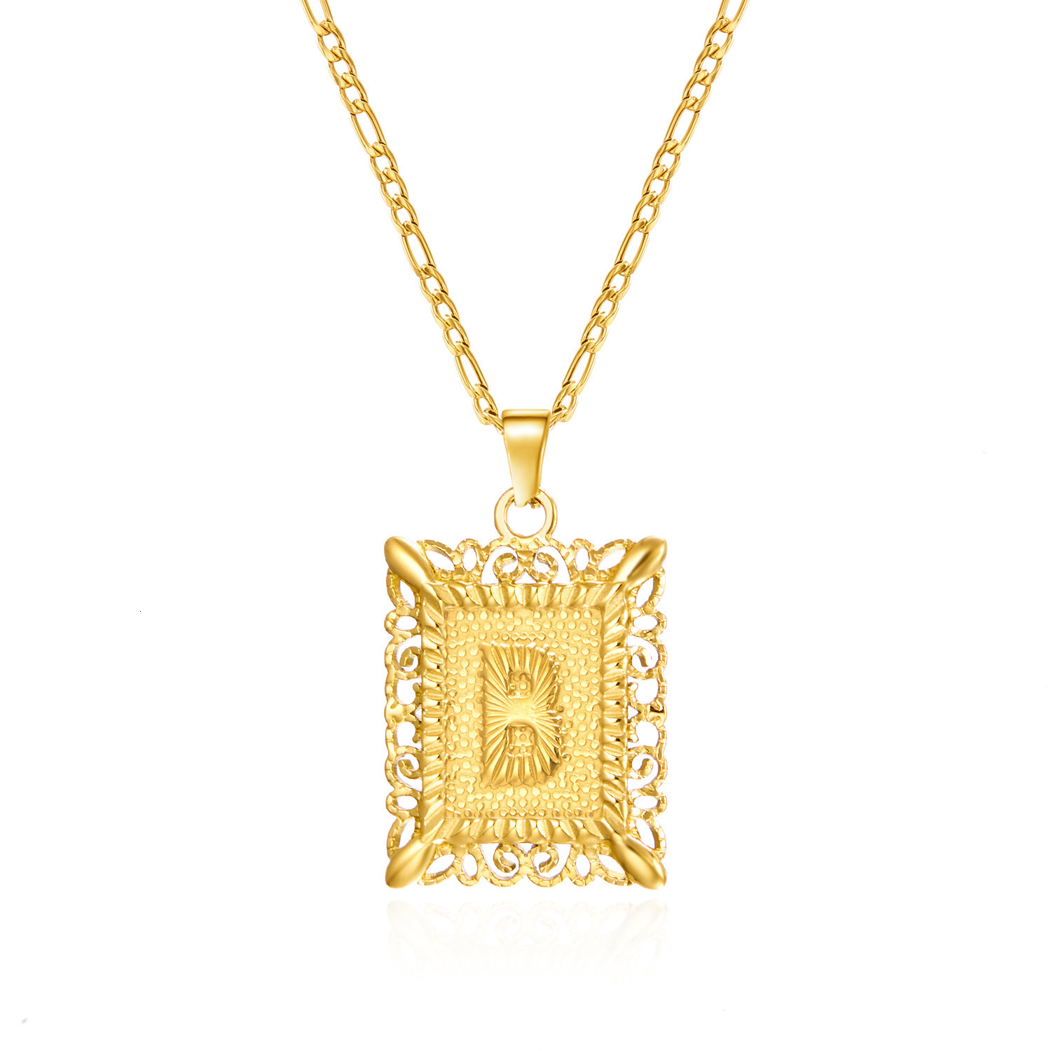 Luxury Jewelry Designer Jewelry Cross-border Fashion New Letter Necklace Creative Versatile Gold 26 Letter Square Stainless Steel NK Chain Necklace Wh