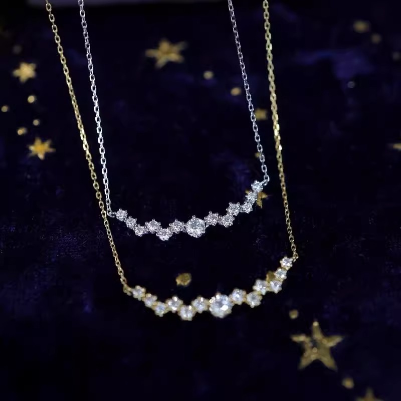Luxury Jewelry Designer Jewelry Korean Style Casual Smile Necklace Daily Commute Versatile Micro Pave Zircon Collarbone Chain Blogger Same Dropshippin