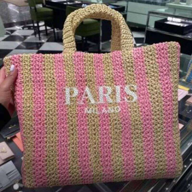 New Brand Woven Straw Bags Tote Strip Spain Bohemia Beach Designer Shoulder Bag Totes