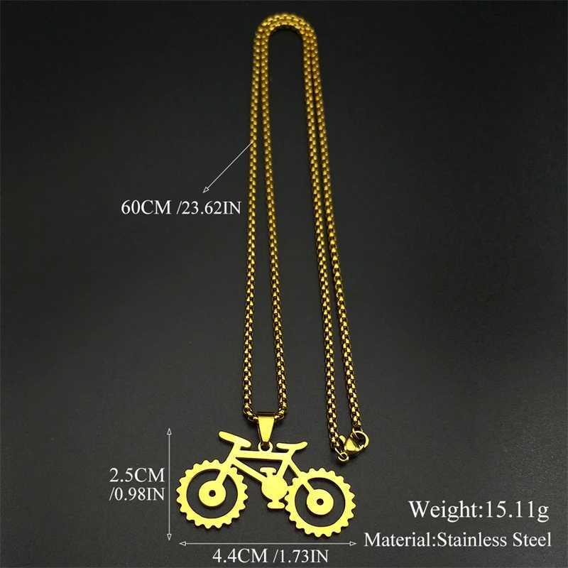 Trendy Bike Pendant Necklace For Men Stainless Steel Gold Silver Color Ma Hip Hop Geometric Bicycle Cycling Chain Jewelry W250712