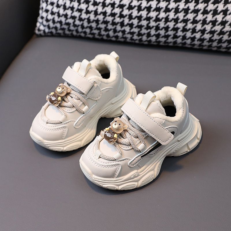 Kids Tennis Shoes for Boy Girl Sport Sneakers 2025 Cartoon Bear Children Platform Thin Velvet Warm winter Shoes Sizes US5.5C-US12.5C 00093