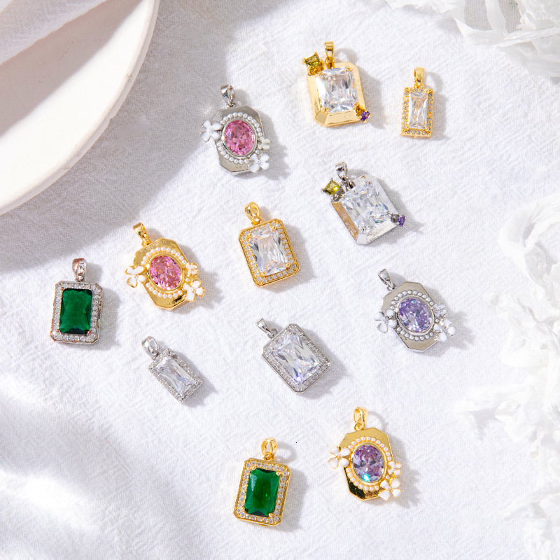 Luxury Jewelry Designer Jewelry Zhongxing New Purple Zircon Square DIY Pendant Accessories Handmade Bracelet Necklace Pendant Gemstone Pendant Wholesa