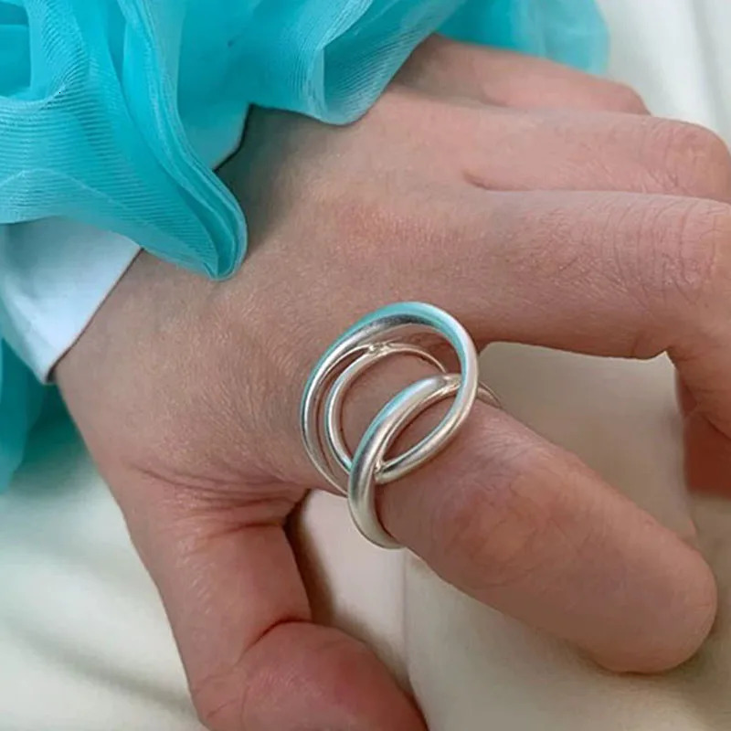 925 Sterling Silver Rings for Women Couple Minimalist Handmade Simple Big Circle Ring Fine Jewelry Gift Prevent Allergy 250708