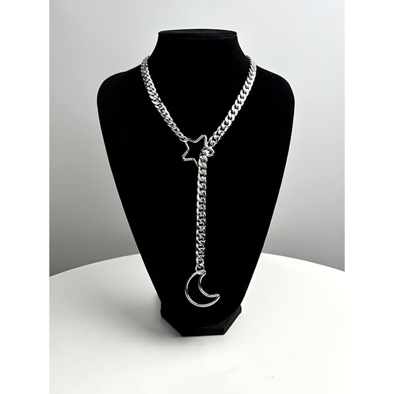 Luxury Jewelry Designer Jewelry New Cross-border Gold Moon And Star Necklace Punk Gothic Adjustable Lariat Y-shaped Necklace