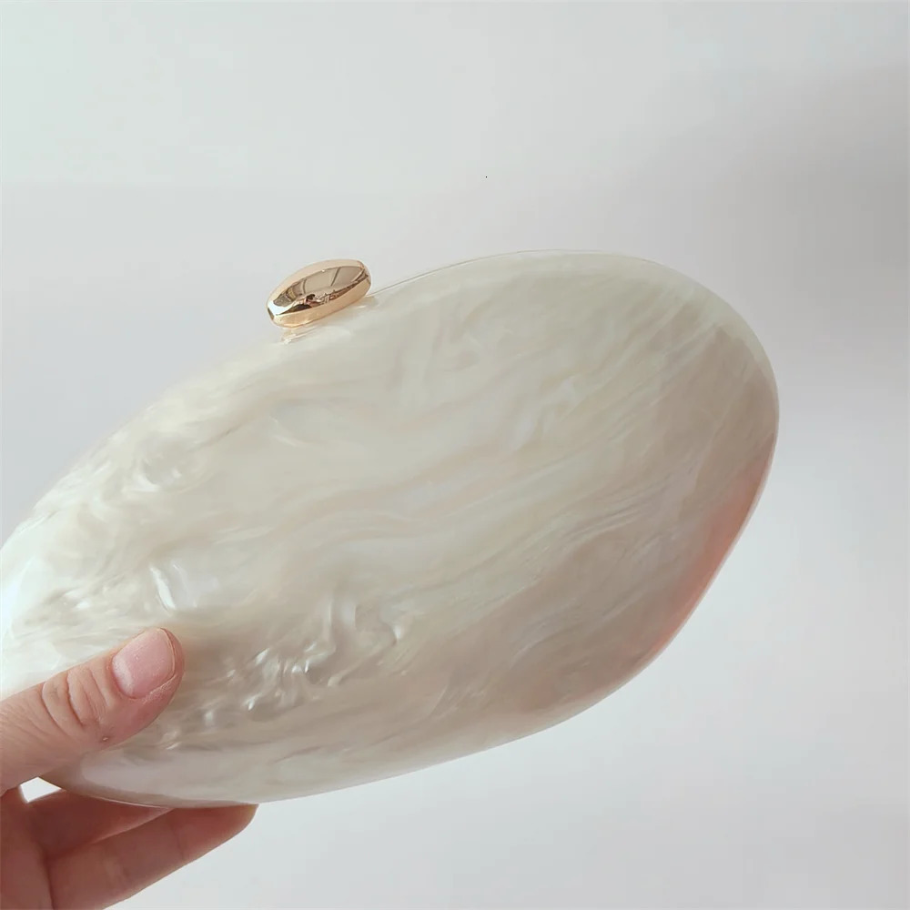 Oval Marble Beige Shell Acrylic Elegant Lady Evening Bag Cute Handbag Wedding Lady Girl Female Mini Purse 250708