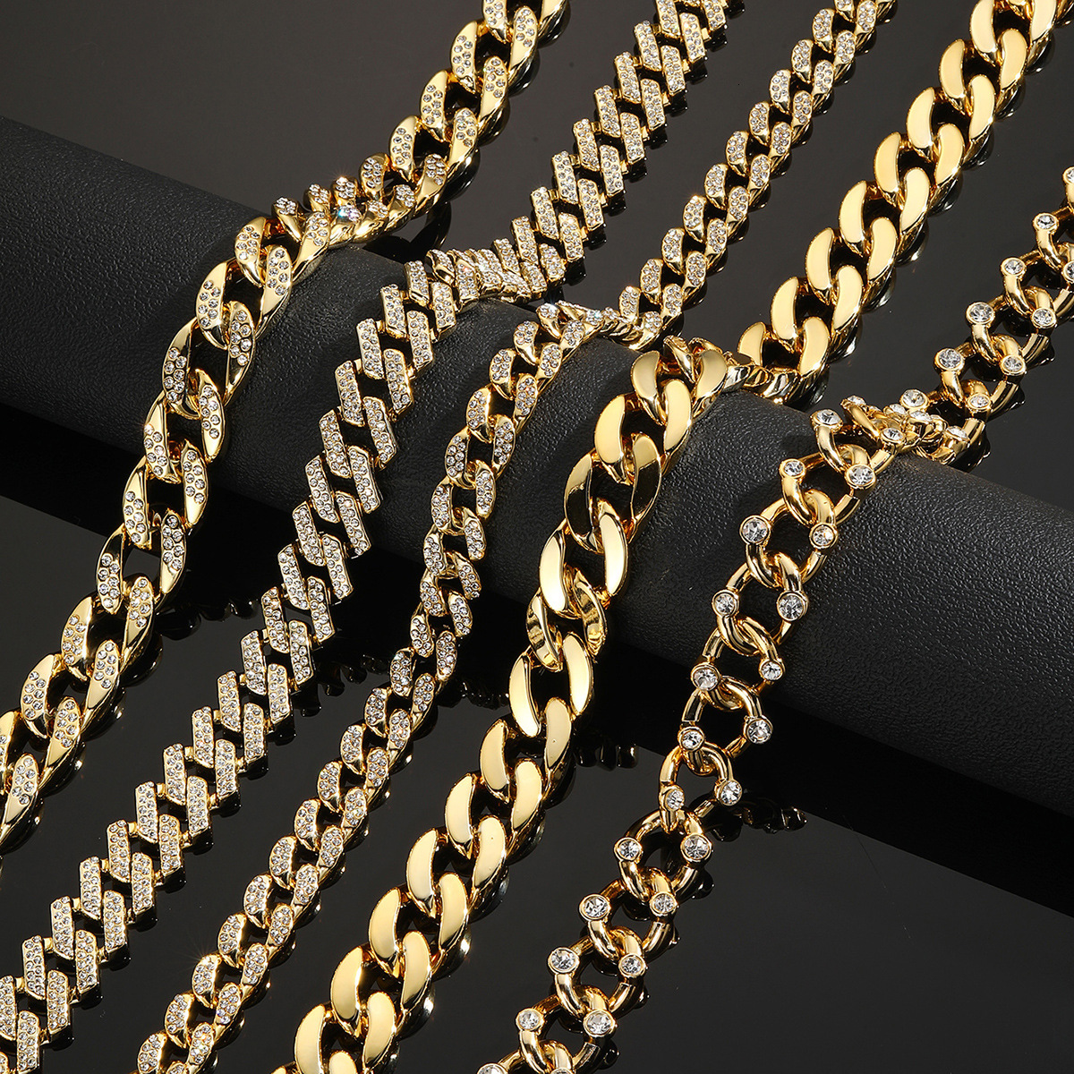 Luxury Jewelry Designer Jewelry European And American Cross-border New Style Encrypted Zircon Long Exaggerated Chain Full Zircon Hiphop Personality Hi