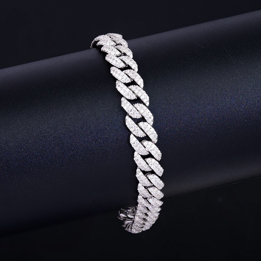 Luxury Jewelry Designer Jewelry 8mm Arc Cross-border European And American Chain Men's Hip-hop Rap Moissanite Bracelet Jewelry Light Luxury High-