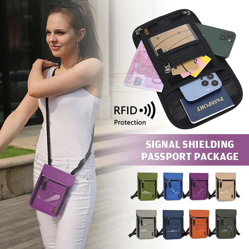 RFID Protection Passport Holder Travel Neck Pouch Anti-theft Wallet Hidden Money Document Card Holder Waterproof Large Organizer 250708