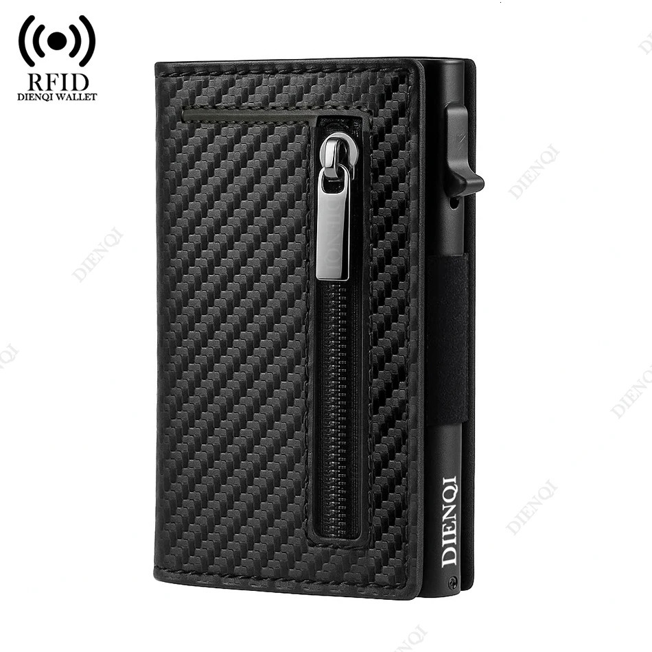 Anti-theft Credit Card Holder Men Wallets Rfid Blocking Aluminum Leather Pop Up Minimalist Wallet Cardholder Wallets for Men 250708