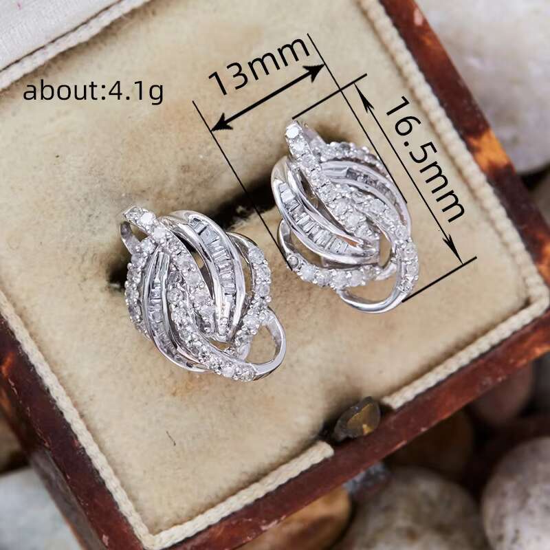 Factory Exquisite Irregular Line Twist Design Zircon Earrings Trend Party Jewelry Silver Plated CZ Stud Earring for Women