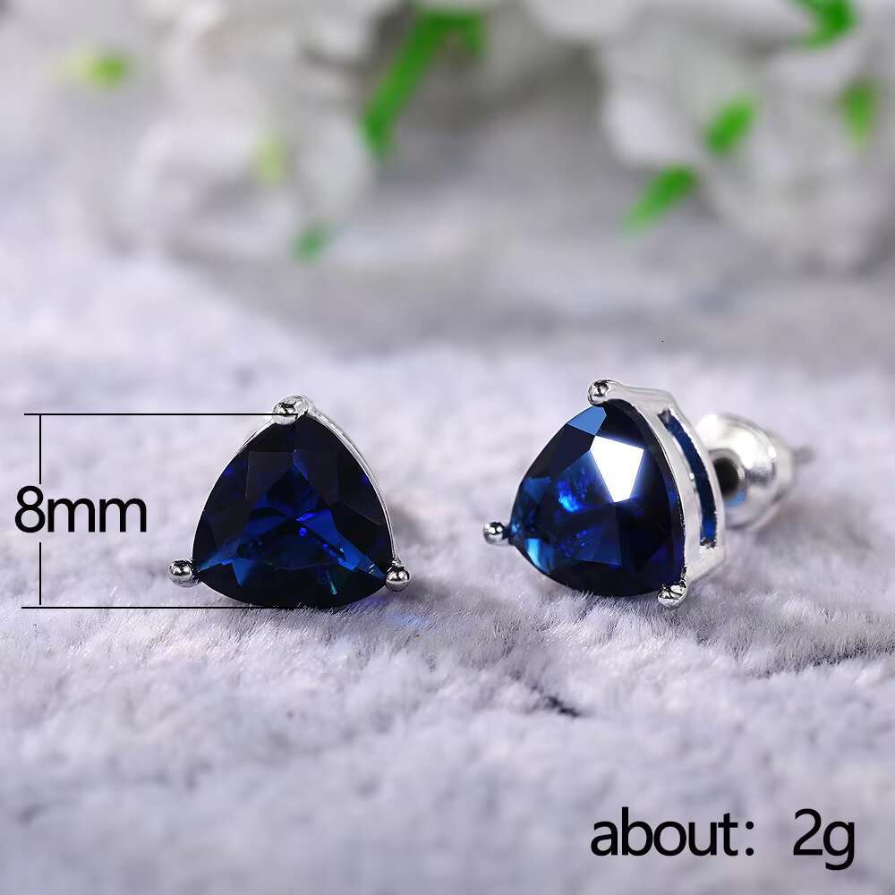 Newly Triangle Design White/Multi/Green/Blue Color Cubic Zirconia Earring for Women Silver Plated Wholesale Stud Earrings