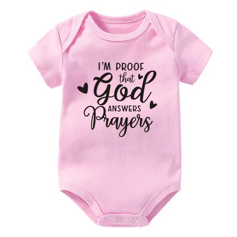 Im Proof God Answers Prayers Newborn Baby Bodysuit Short Sleeve Infant Clothes Summer Jumpsuit Christian Holiday Gift Z250712