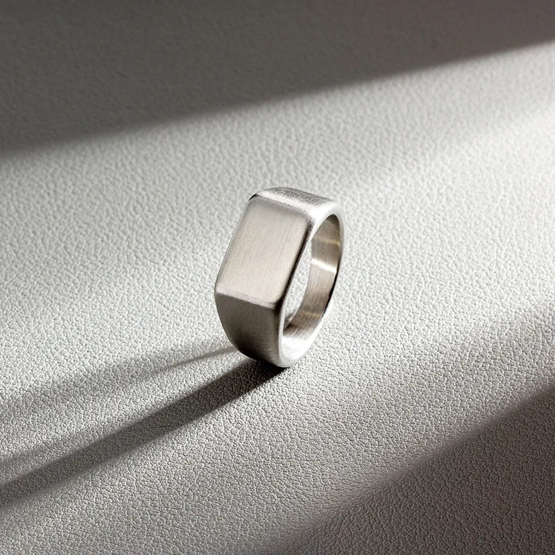 HNSP 316L Stainless Steel Ring For Men Smooth Rectangular Seal Rings Finger Jewelry Accessories 250708