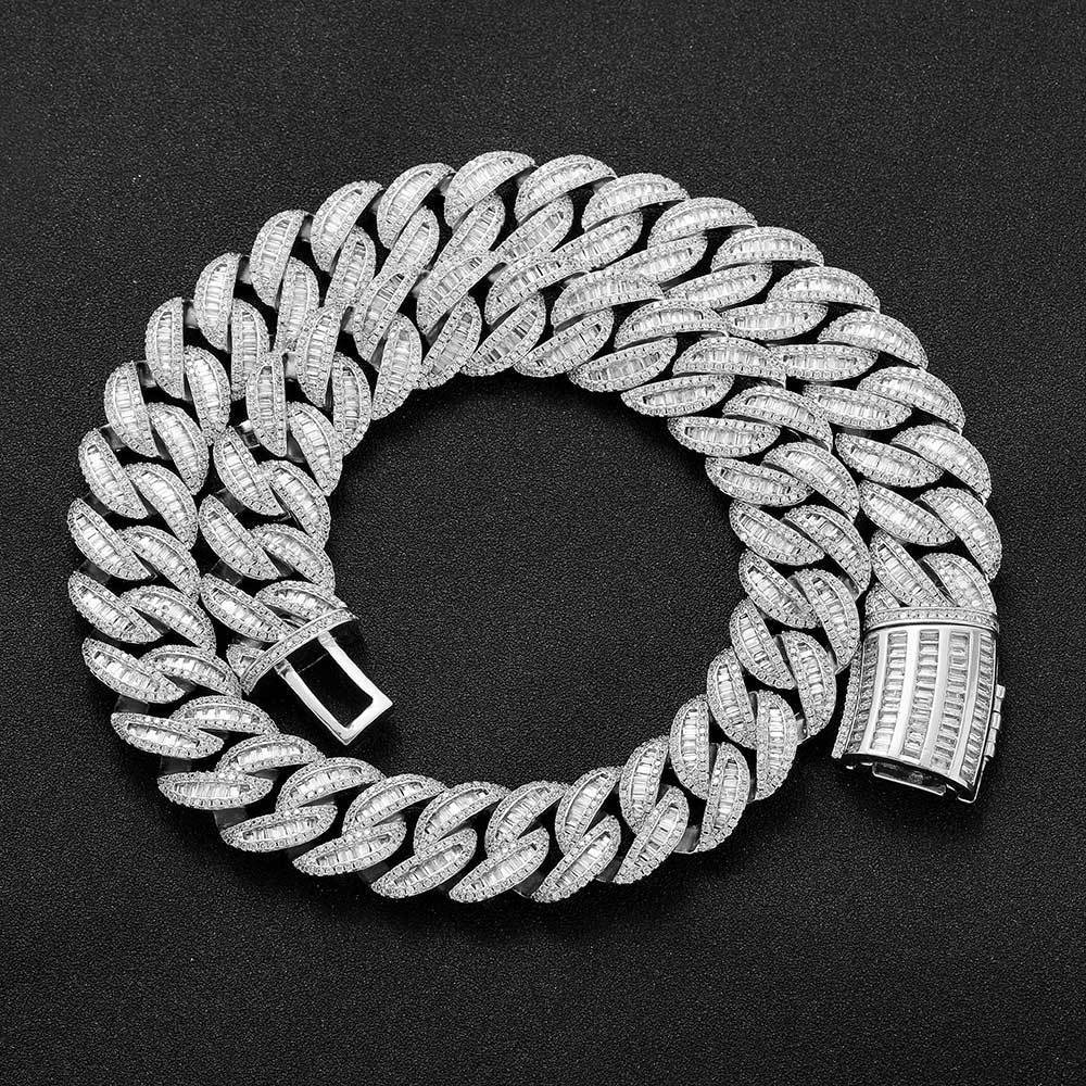 Luxury Jewelry Designer Jewelry European And American Hip-hop Miami Buckle Necklace Mixed Inlaid T Cubic Zirconia Men's Necklace Cross-border Jew