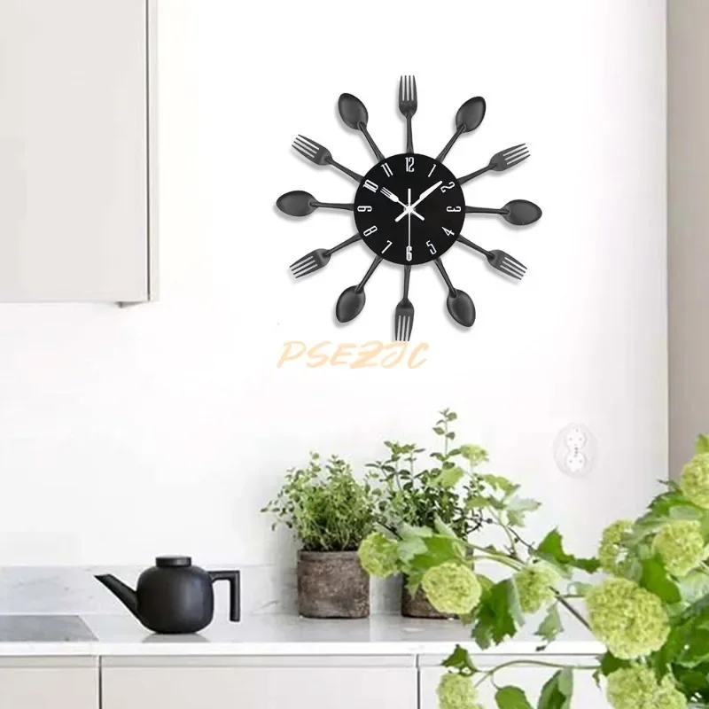 12 Inch Restaurant Kitchen Personalized Metal Creative Wall Clock Living Room Clock Minimalist Art Waterproof Quartz Wall Clock