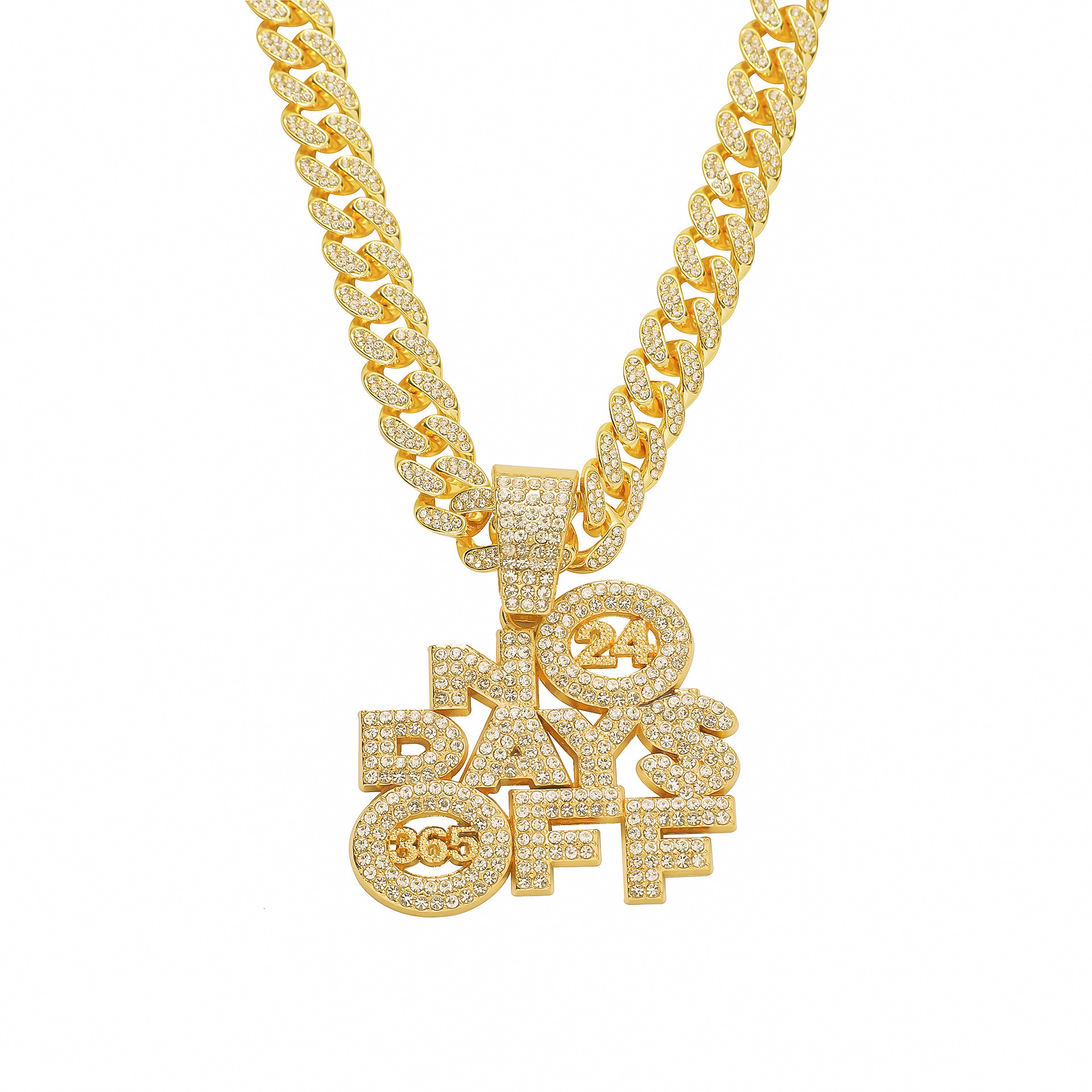 Luxury Jewelry Designer Jewelry European And American Style Exaggerated Full Diamond Letter Pendant Necklace Jewelry Trendy Men's Chain Clavicle 