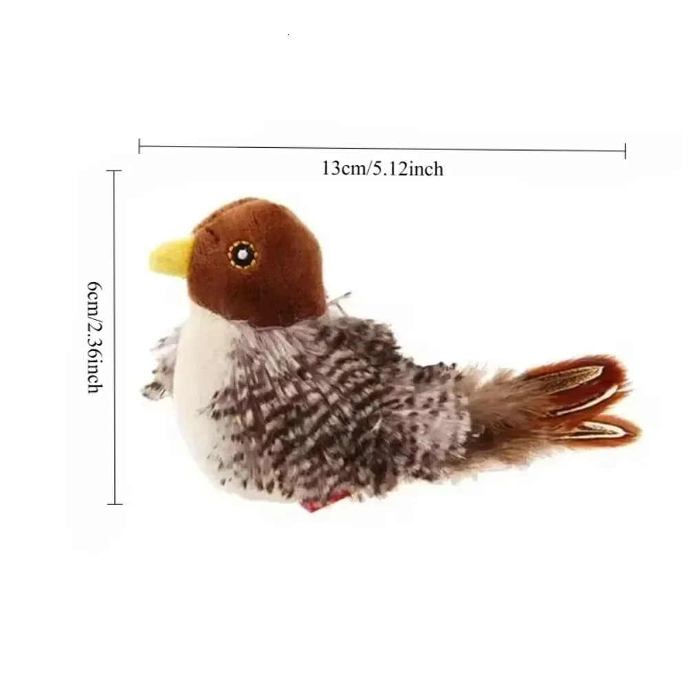 Interactive cat toy squeaking sound simulation bird plush cat pet teasing toy with feathers cat chirping bird toy 250708