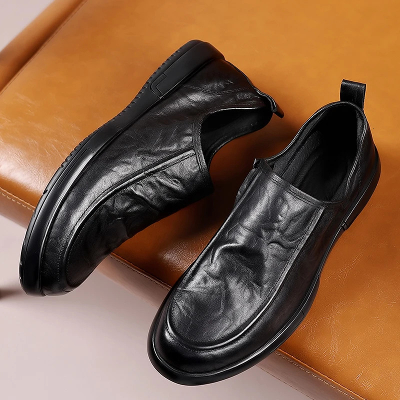 Classic Mens Leather Loafers Slip-On Male Driving Shoes Comfortable Casual Moccasins for Men Breathable Male Dress Flats 250708