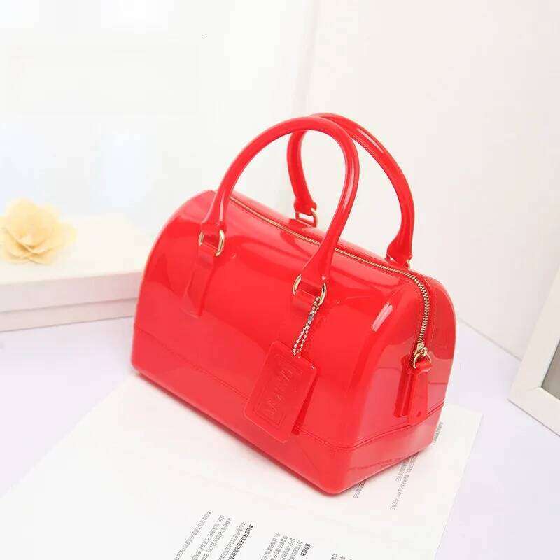 1Pcs Jelly Crossbody Shoulder Bag PVC Transparent Pillow Shape Handbag Aron Color Women's Casual Tote European Style