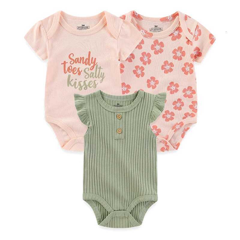 3-Piece Cute Baby Girl Cotton Comfy Newborn Bodysuits Sleeveless/Short Sleeve Infant Spring Summer Clothes Z250712