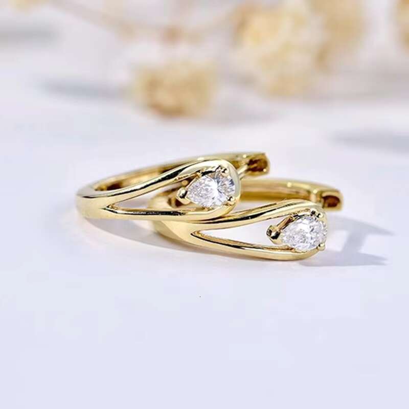 Factory Custom Trendy Water Drop Design Zircon Hoop Earrings for Engagement Wedding Gold Plated CZ Earrings Women Jewelry