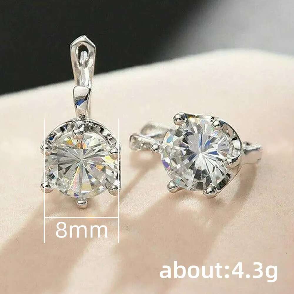 Wholesaler Simple Style Round Sparkling Cubic Zirconia Earrings for Women Fashion Jewelry Silver Plated Hoop Earrings