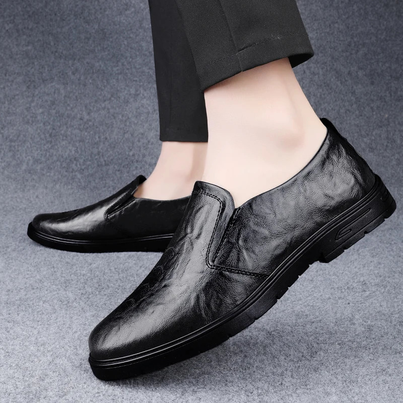 Spring Brown Mens Casual Shoes Genuine Leather Mens Classic Retro Loafers Moccasins Men Comfortable Business Affairs Flats 250708