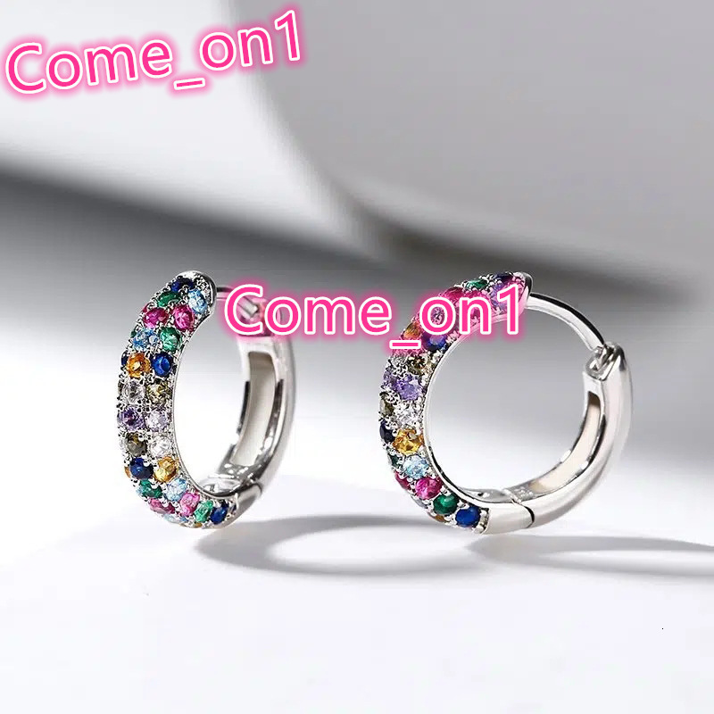 Dainty Full Paved Round Colorful Sparkling Cubic Zirconia Circle Earrings for Women Wedding Silver Plated Hoop Earrings