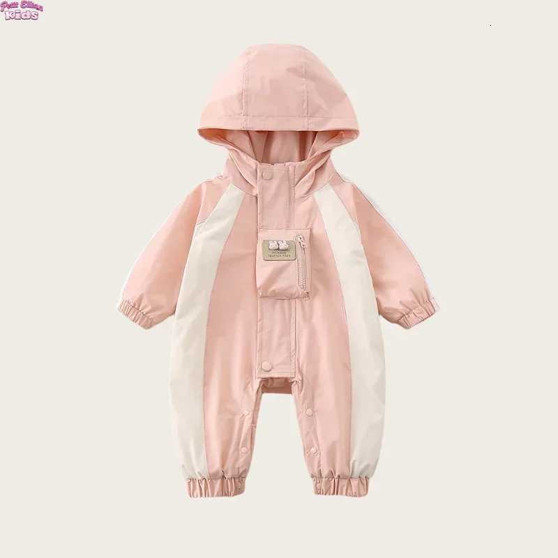 0-3Y Baby Girls Clothes Outdoor Jumpsuit Baby One Piece Jumpsuit Newborn Baby Clothing Windproof Hooded Romper with Pocket Z250712